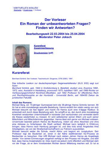 der vorleser charakterisierung michael der vorleser charakterisierung michael